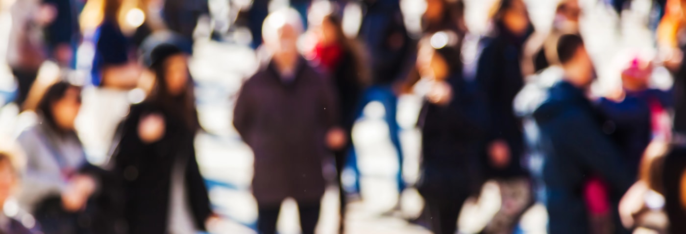 crowd walking Riverside