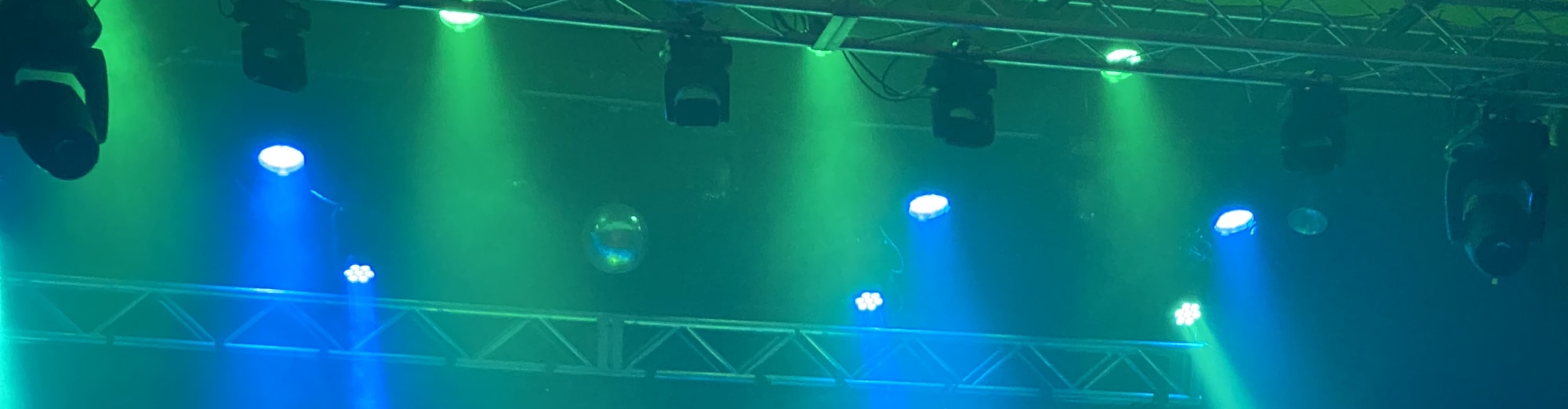 blue and green theater stage lights Riverside